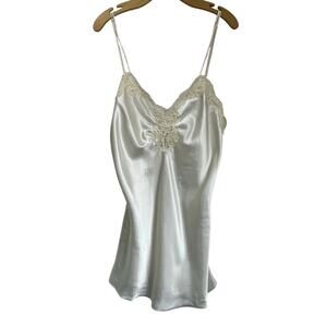 Vintage Victoria’s Secret Cream Satin Lace Slip Dress Romantic Size L